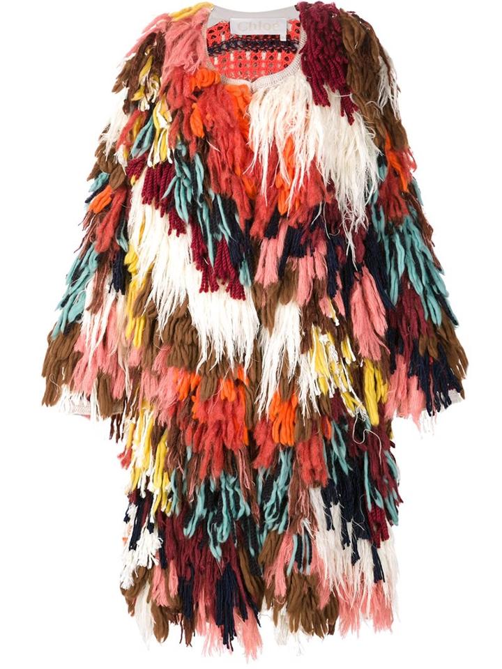 Chloé Shaggy Knit Coat, Women's, Size: Small, Silk/mohair/wool