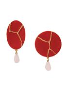 Oscar De La Renta Disk Drop Earrings - Red