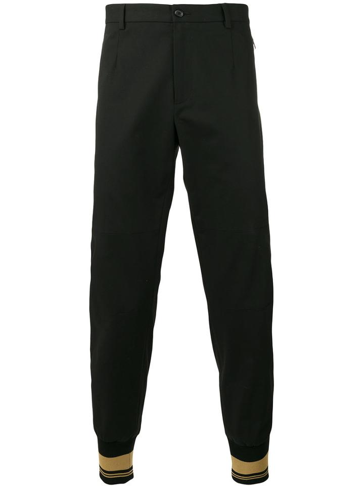 Contrast Piped Trousers - Men - Cotton/calf Leather/polyamide/spandex/elastane - 54, Black, Cotton/calf Leather/polyamide/spandex/elastane, Dolce & Gabbana