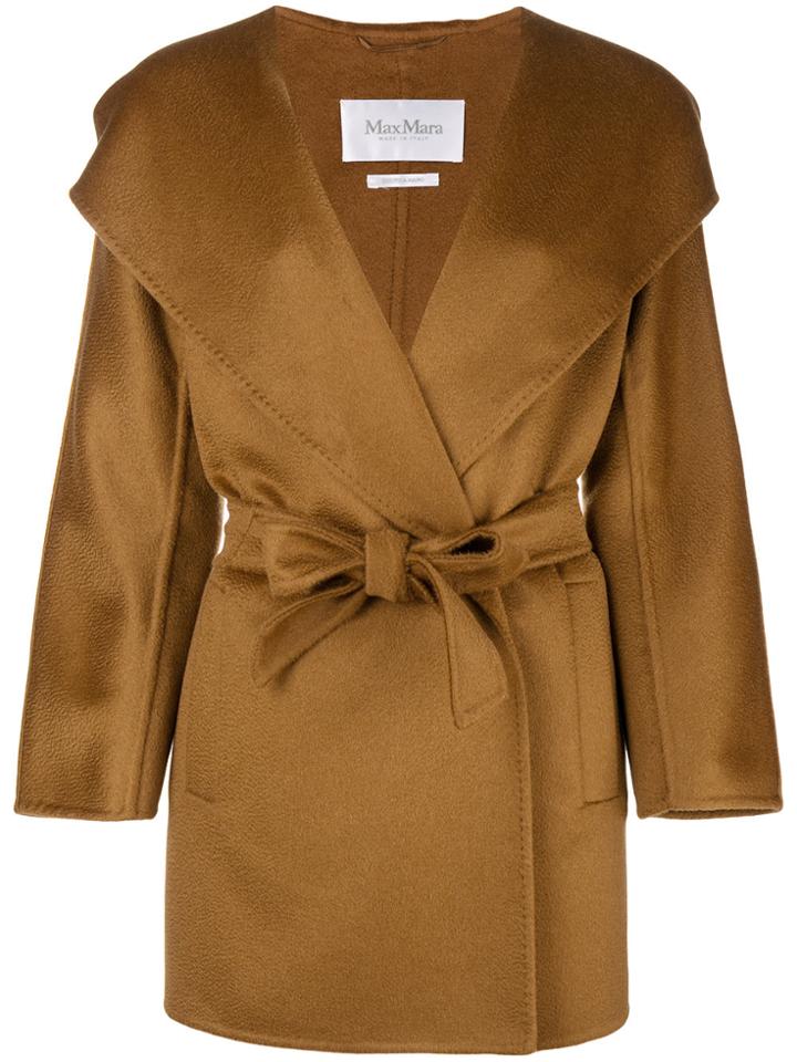 Max Mara Belted Cape Coat - Brown