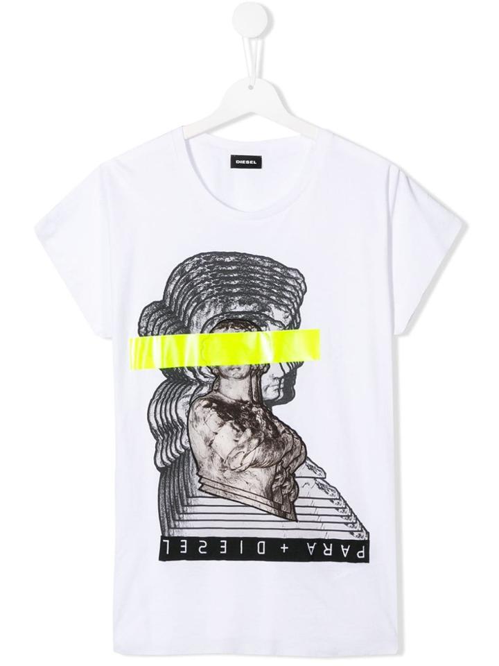 Diesel Kids Contrast Print T-shirt - White
