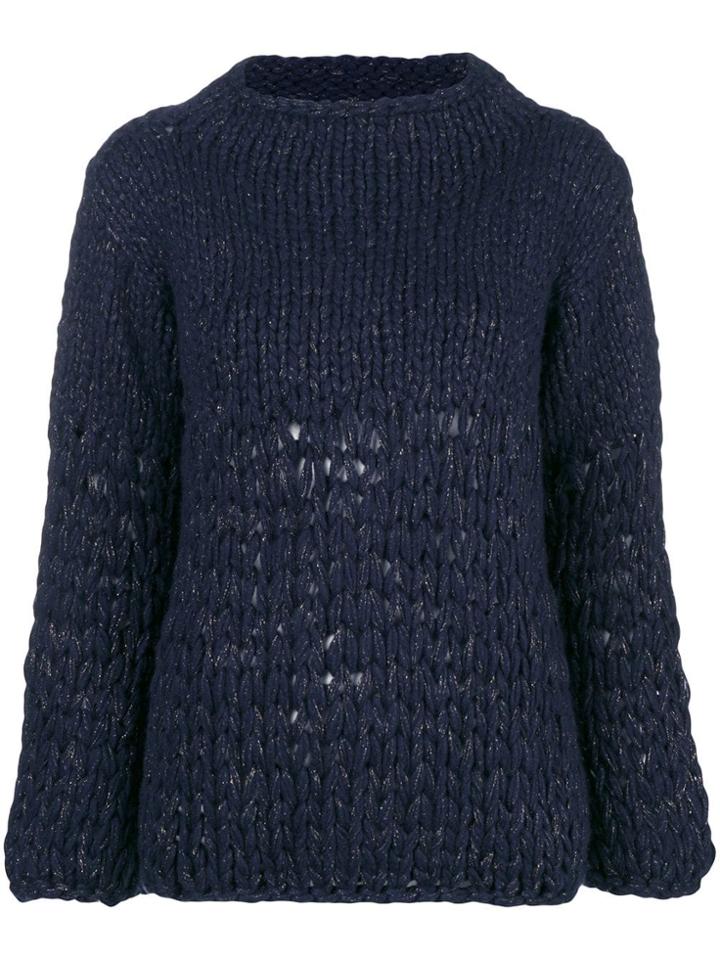 Gentry Portofino Lurex Knit Jumper - Blue