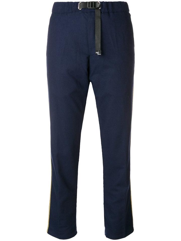 White Sand Side Stripes Trousers - Blue