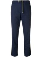 White Sand Side Stripes Trousers - Blue