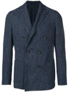 Lardini Double Breasted Suit Jacket - Blue
