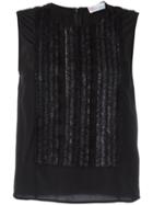 Red Valentino Ruffled Panel Tank, Women's, Size: 38, Black, Silk/polyamide