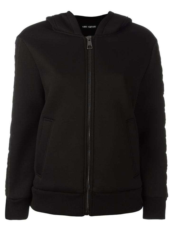 Neil Barrett Zipped Hoodie, Women's, Size: Small, Black, Polyurethane/viscose