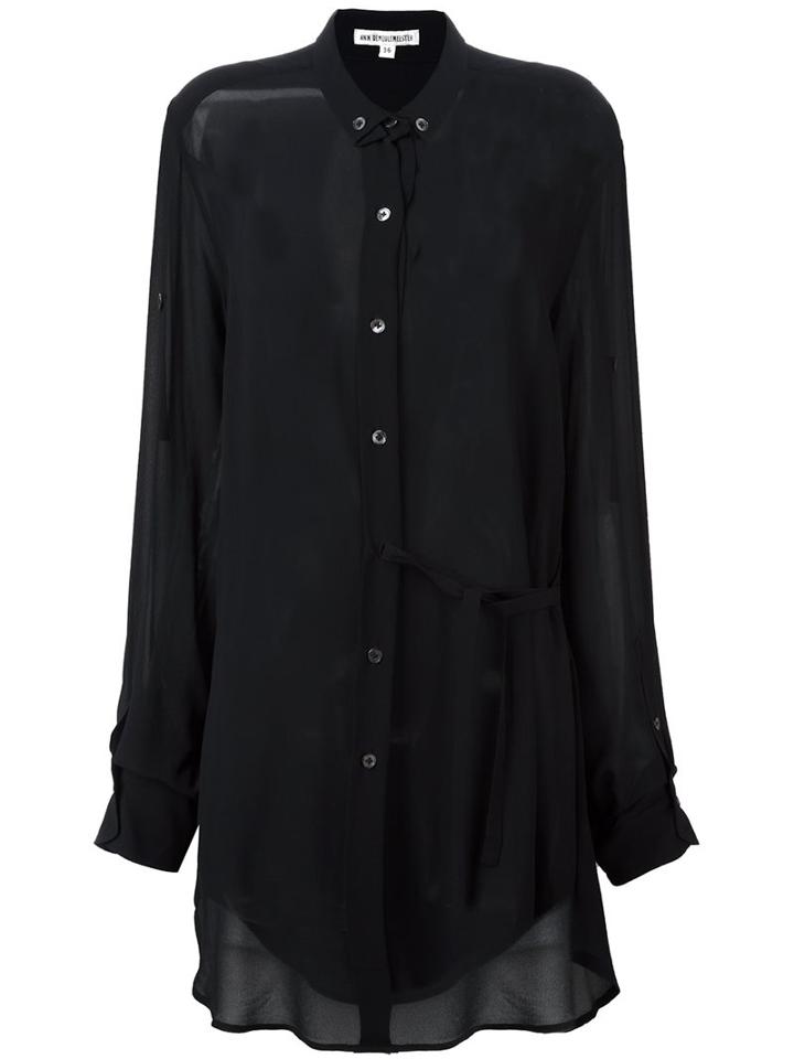 Ann Demeulemeester Blanche Semi Sheer Long Shirt, Women's, Size: 36, Black, Silk