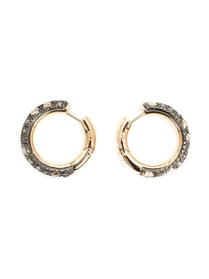 Pomellato Diamond Pavé Hoop Earrings - Brown