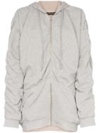 Y/project Reversible Gathered Detailing Hooded Jumper - Grey