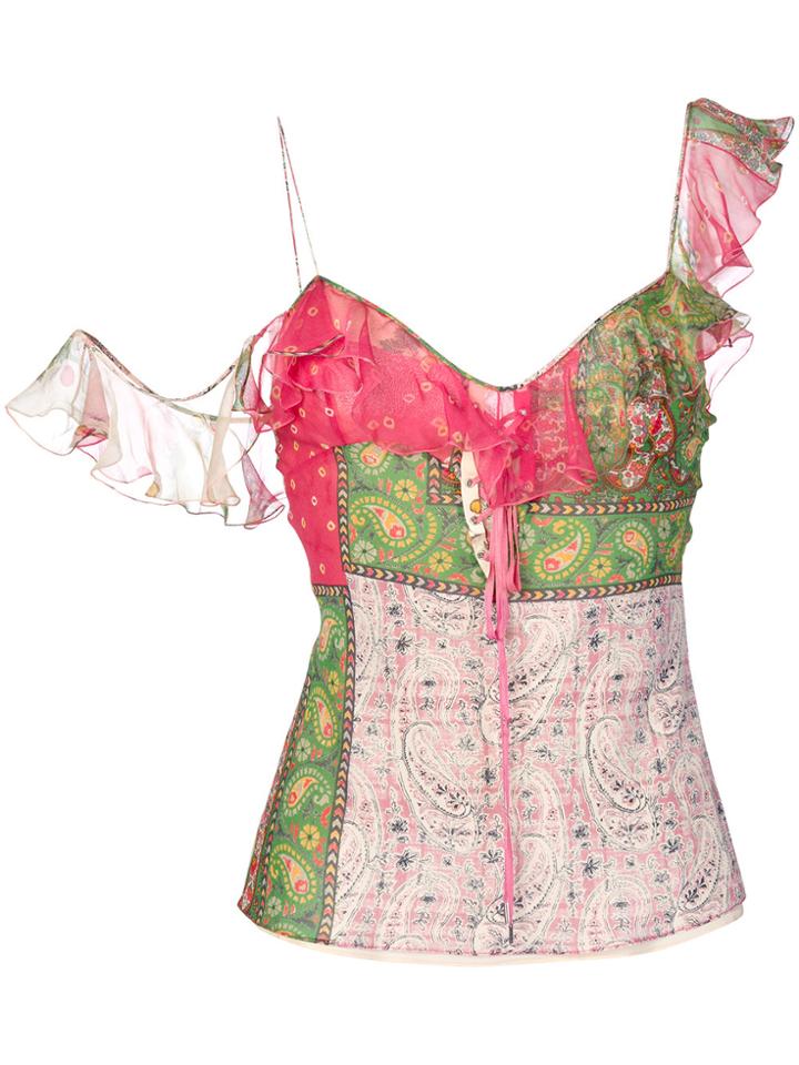 Christian Dior Vintage Paisley Print Top - Pink & Purple