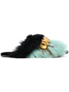 Prada Crystal Embellished Mules - Blue