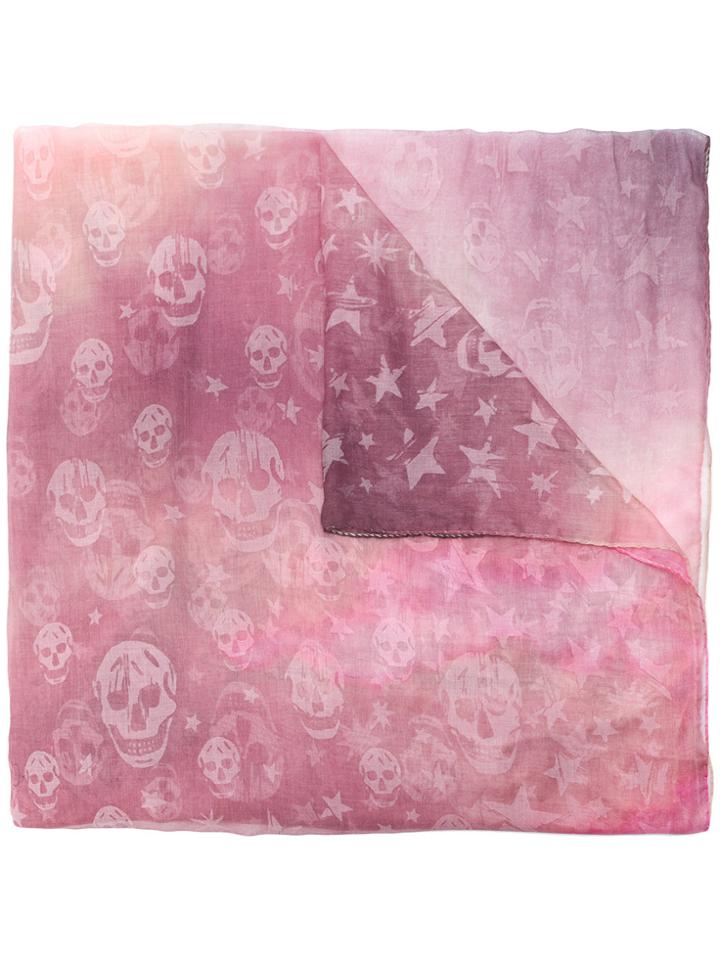 Alexander Mcqueen Skulls And Stars Scarf - Pink & Purple