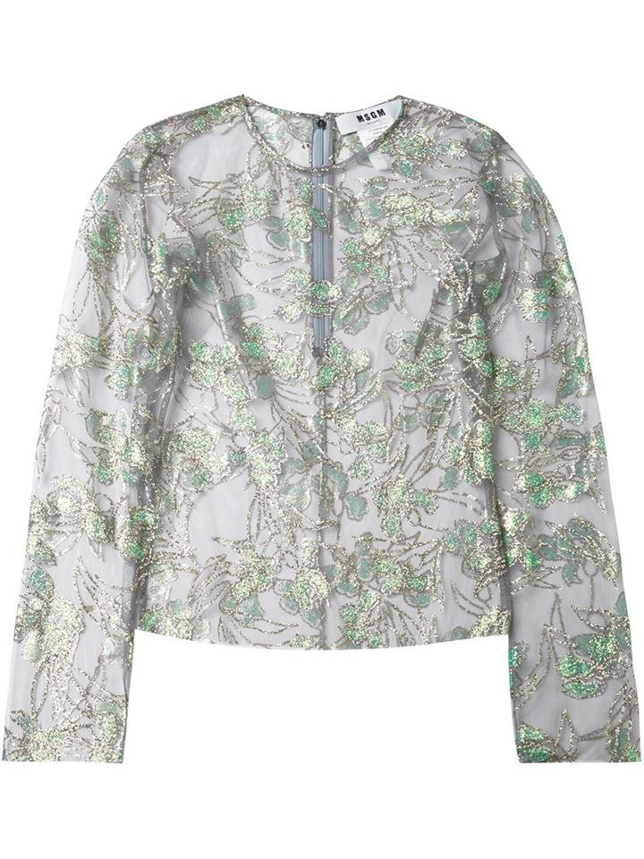 Msgm Floral Motif Mesh Blouse