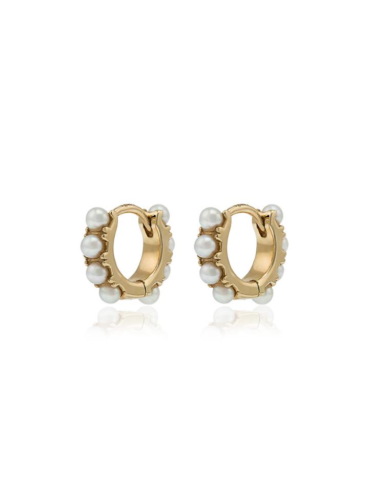 Rosa De La Cruz 18k Yellow Gold Mini Pearl Hoop Earrings - Metallic