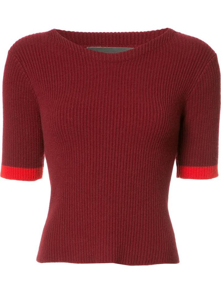 The Elder Statesman Bicolour Knitted T-shirt, Women's, Size: Small, Red, Cashmere