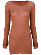 Rick Owens - Long Sleeve T-shirt - Women - Cotton - 40, Yellow/orange, Cotton