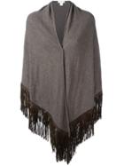 Giada Benincasa Fringed Scarf, Women's, Brown, Leather/cashmere