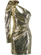 Dundas One Shoulder Sequin Dress - Gold