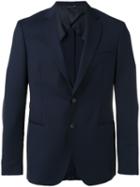 Tonello Notched Lapel Blazer, Men's, Size: 52, Blue, Virgin Wool/cupro