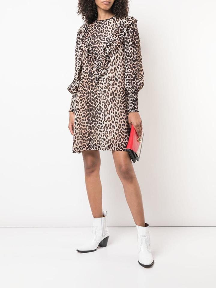 Ganni Leopard Print Dress - Multicolour