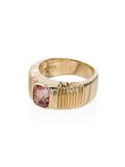 Retrouvai 14kt Gold Ribbed Sapphire Ring - Metallic