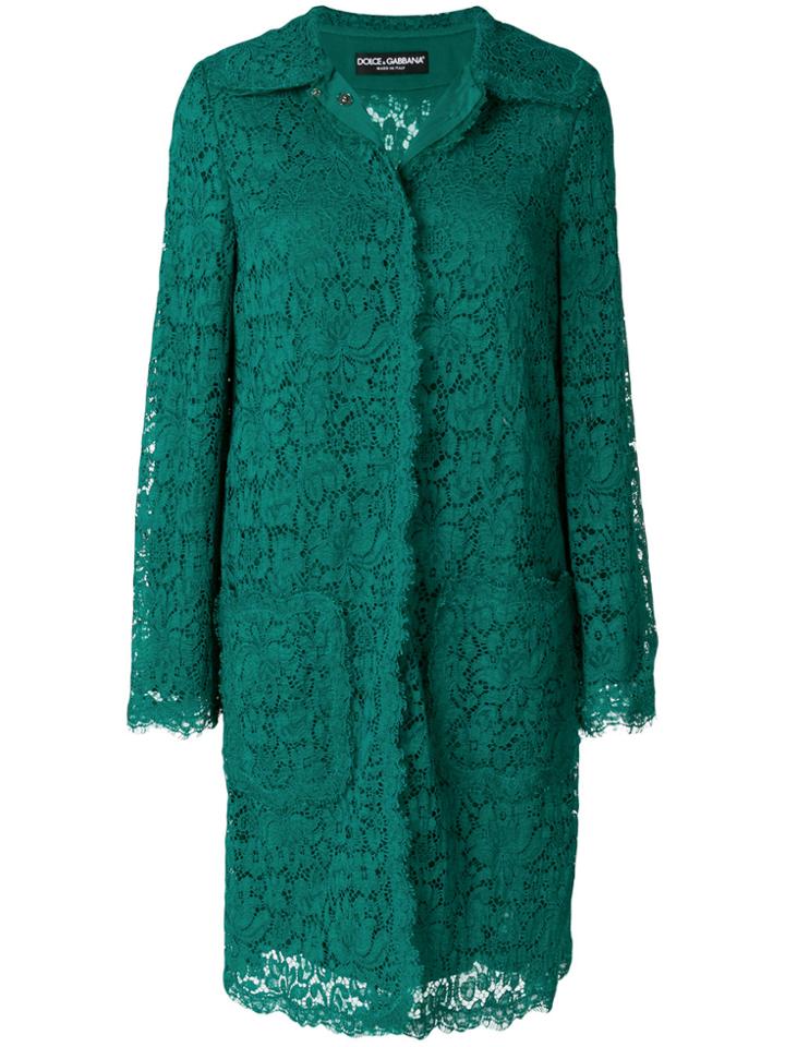 Dolce & Gabbana Lace Detailed Coat - Green