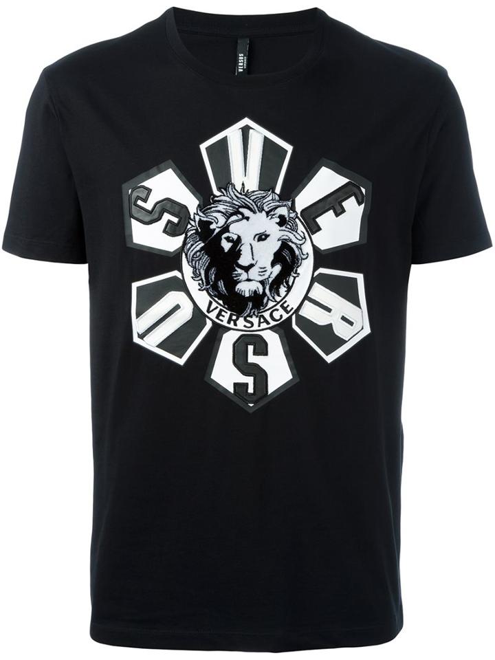 Versus Logo Print T-shirt, Men's, Size: Xxl, Black, Cotton/polyester/viscose