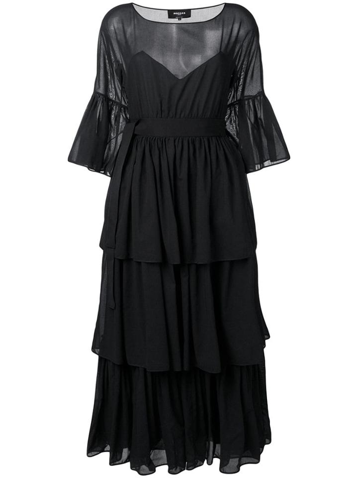 Rochas Ruffled Maxi Dress - Black