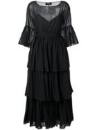 Rochas Ruffled Maxi Dress - Black