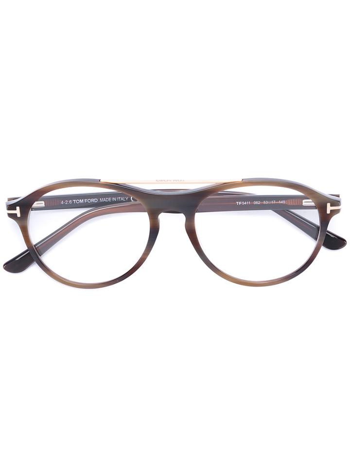 Tom Ford Eyewear Round Frame Glasses, Brown, Acetate/metal