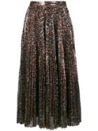 Msgm Leopard Print Glitter Skirt - Brown