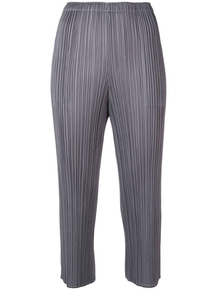Pleats Please By Issey Miyake Plissé Cropped Trousers - Grey