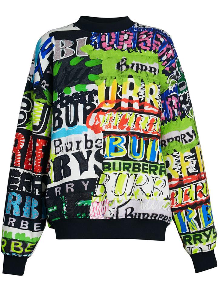 Burberry Graffiti Logo Cotton Jersey Sweatshirt - Multicolour