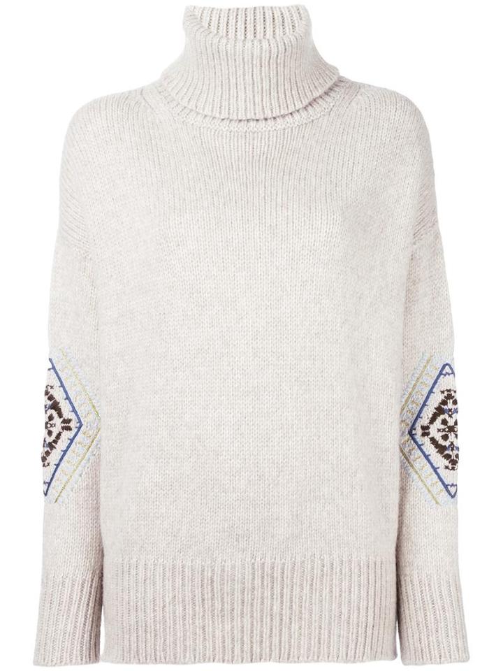 Giada Benincasa Patterned Elbows Turtleneck Jumper, Women's, Size: Small, Nude/neutrals, Virgin Wool/wool/polyamide