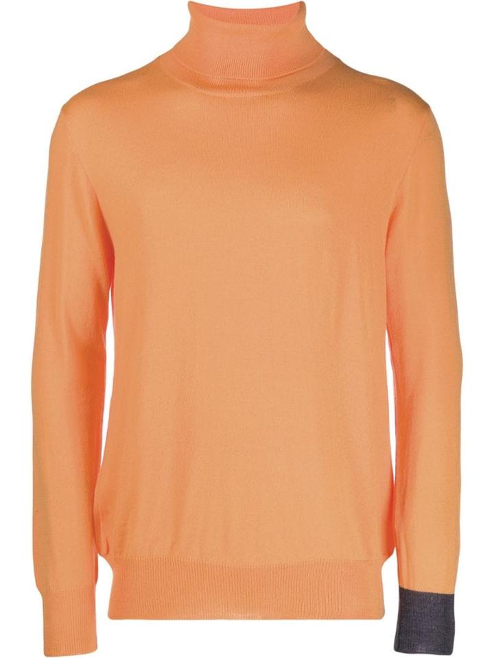 Lc23 Plain Roll-neck Jumper - Orange