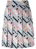 Marc Jacobs - Patterned Stripe Pleated Skirt - Women - Silk - 8, Grey, Silk