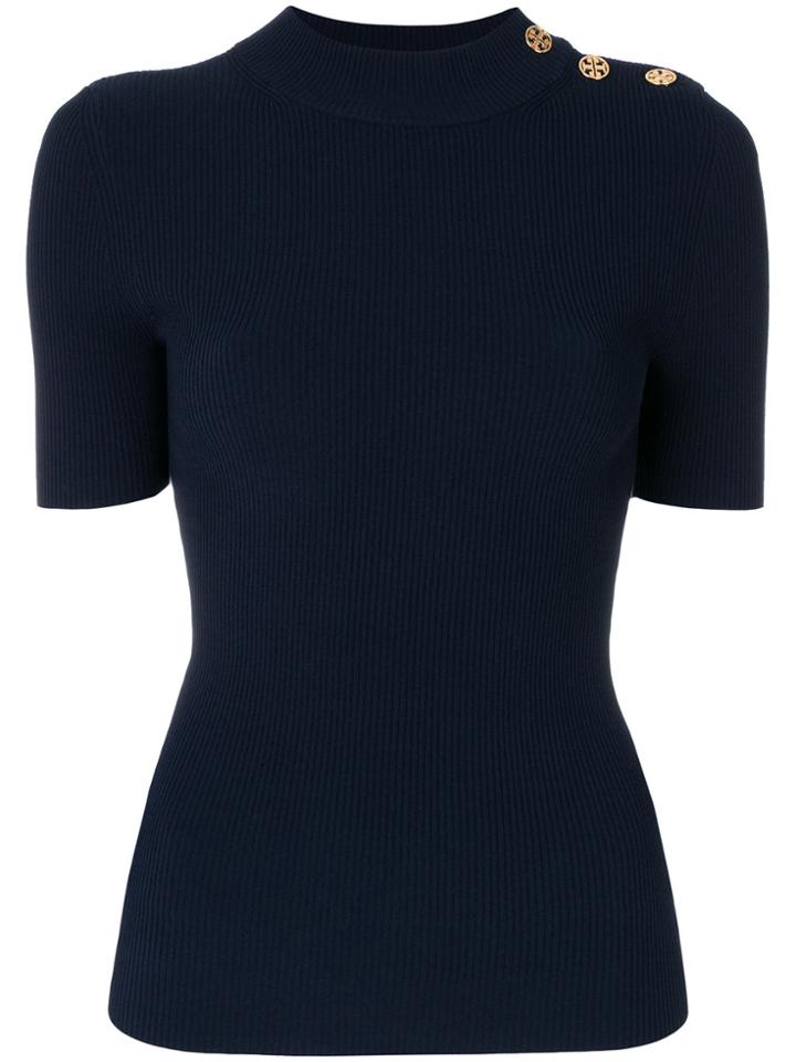 Tory Burch Carey Mockneck Sweater - Blue