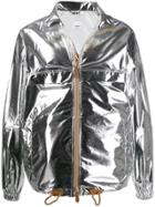 Burberry Metallic Sheen Zipped Jacket - Silver