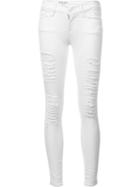 Frame Denim Distressed Skinny Cropped Jeans, Women's, Size: 26, White, Cotton/polyester/spandex/elastane