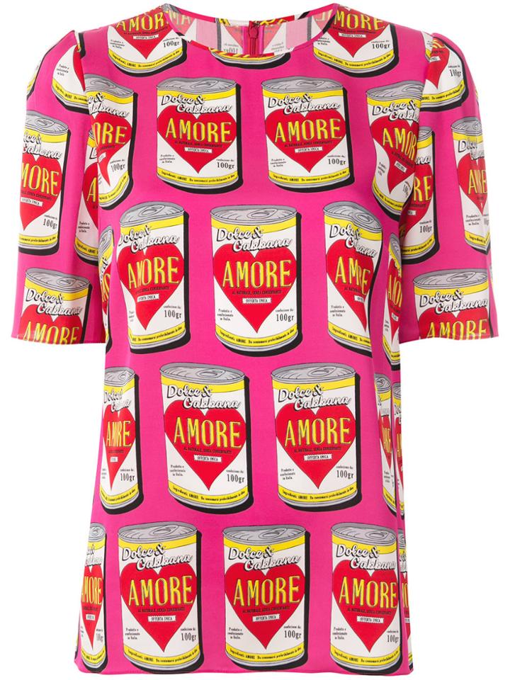 Dolce & Gabbana Amore Tin Print Top - Pink & Purple