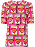 Dolce & Gabbana Amore Tin Print Top - Pink & Purple