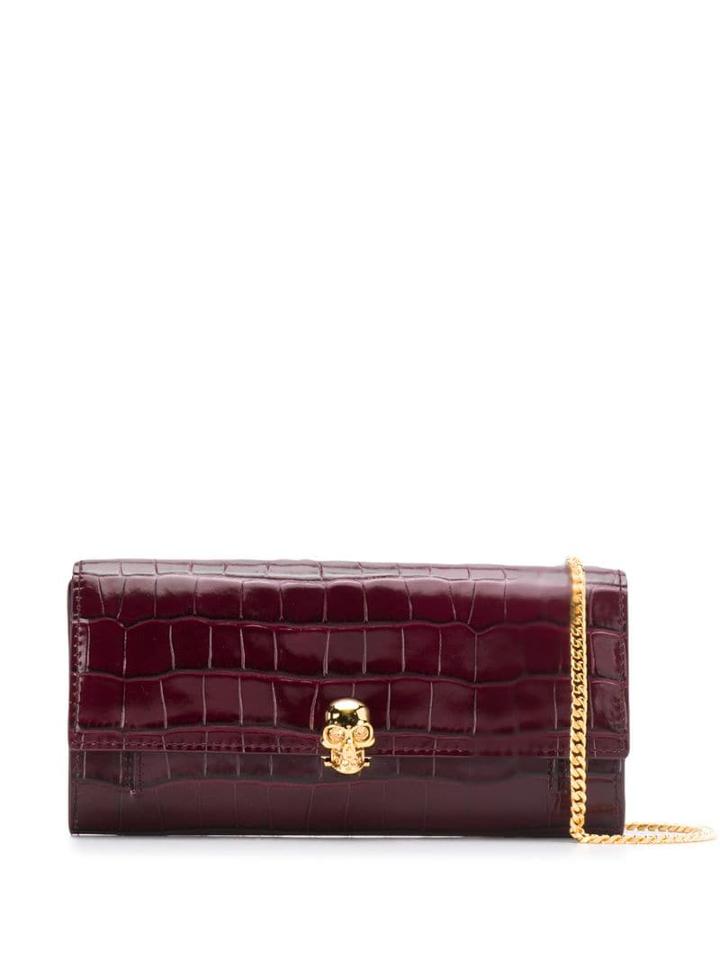 Alexander Mcqueen Skull Leather Clutch - Red
