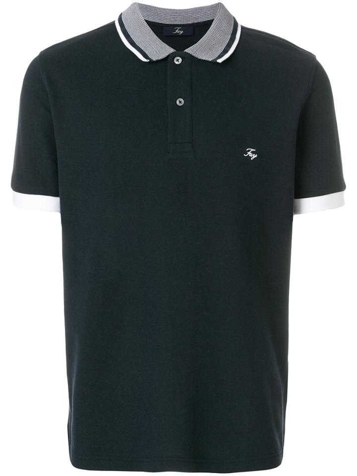 Fay Contrast Trim Polo Shirt - Blue