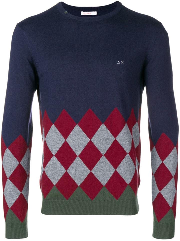 Sun 68 Crew Neck Losang Jumper - Blue