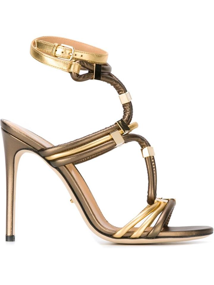 Sergio Rossi Metal Appliqué Strappy Sandals