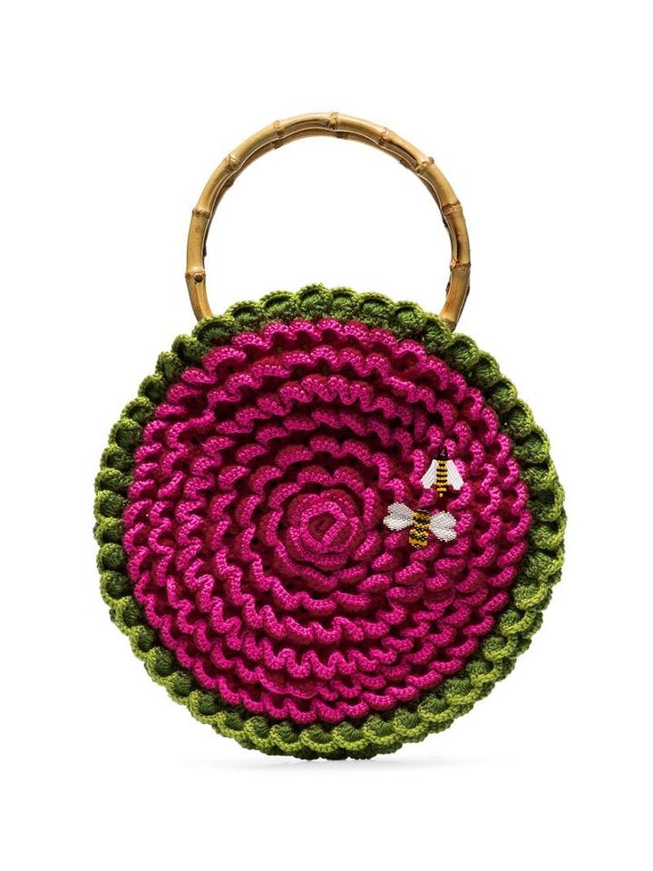 My Beachy Side Knitted Bee Embroidered Bag - Pink