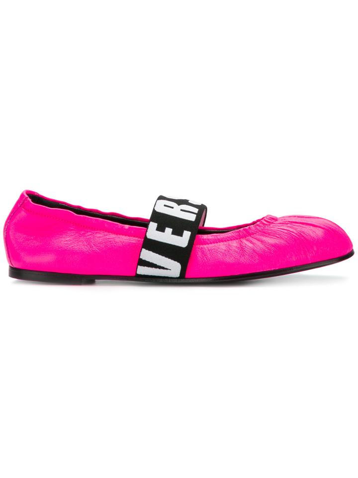 Versus Logo Strap Ballerinas - Pink & Purple