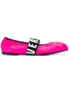 Versus Logo Strap Ballerinas - Pink & Purple