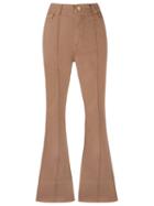 Amapô High Waist Flared Trousers, Women's, Size: 42, Brown, Cotton/elastodiene